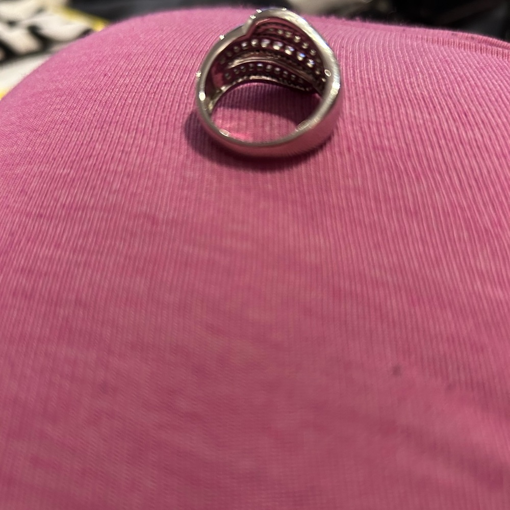 White Lab-Created Sapphire Ring Baguette/Round Sterling Silver by Kay’s Jewelers - Picture 3 of 5